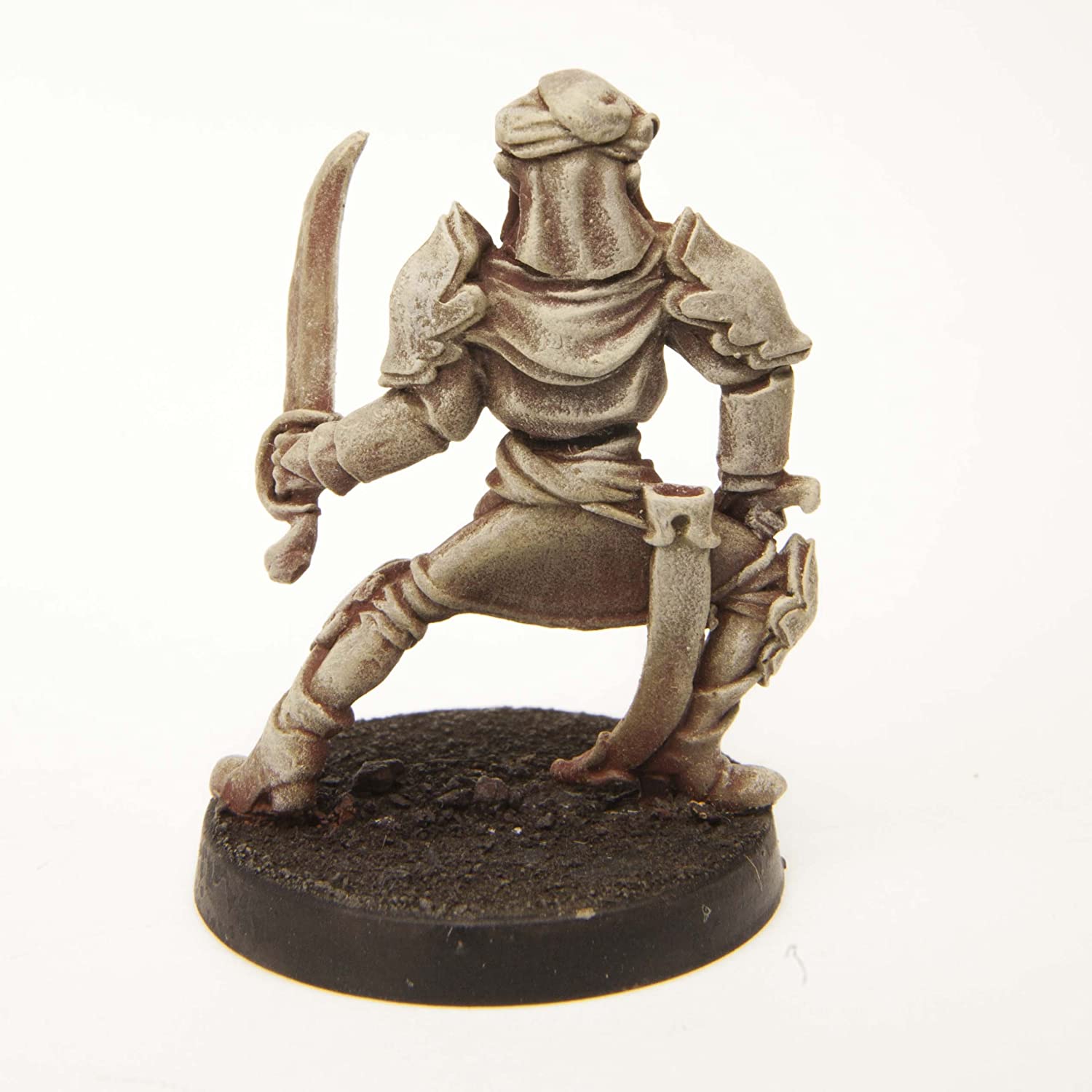 Stonehaven Miniatures Male Human Blademaster Miniature Figure, 100% Pewter Metal - 32mm Tall - (for 28mm Scale Table Top War Games) - Made In USA