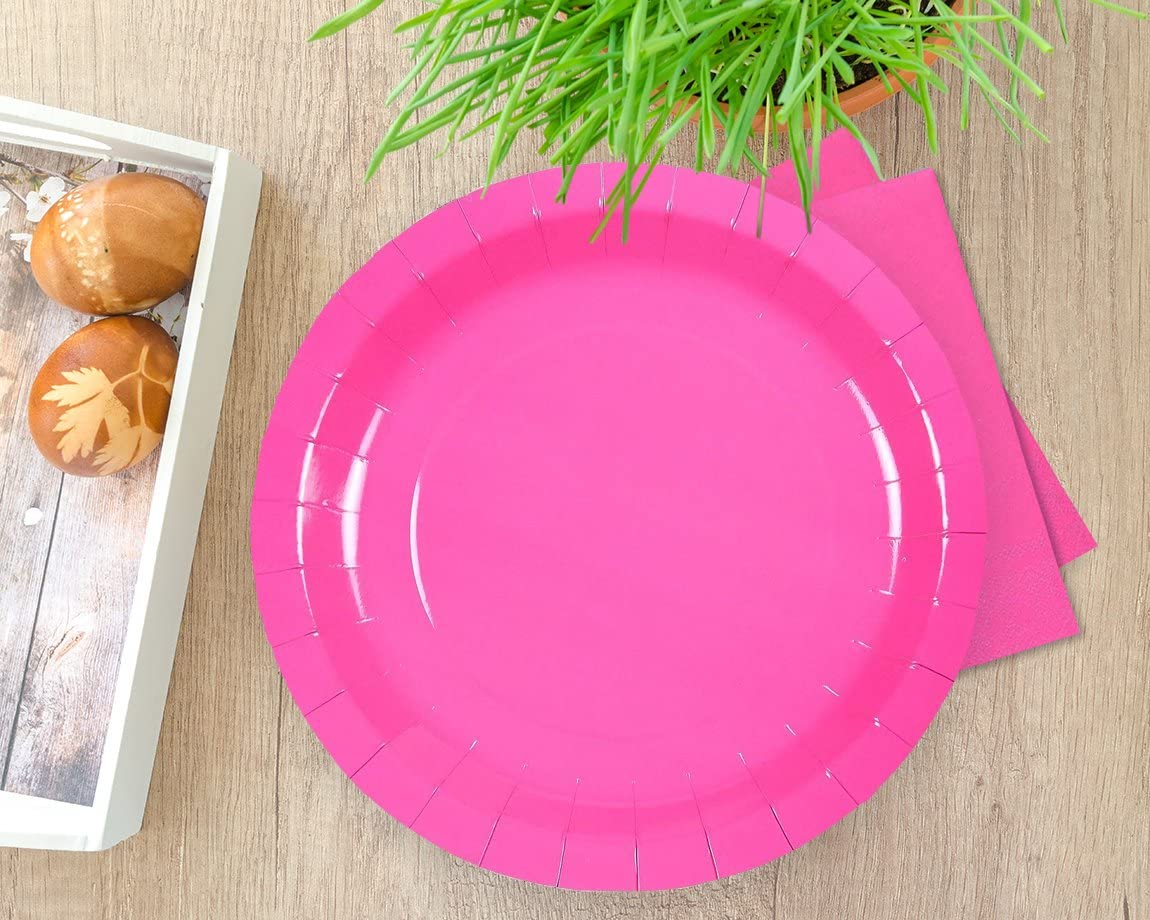 Disposable Dinnerware Set Pink (Serves 24) Includes Paper Plates