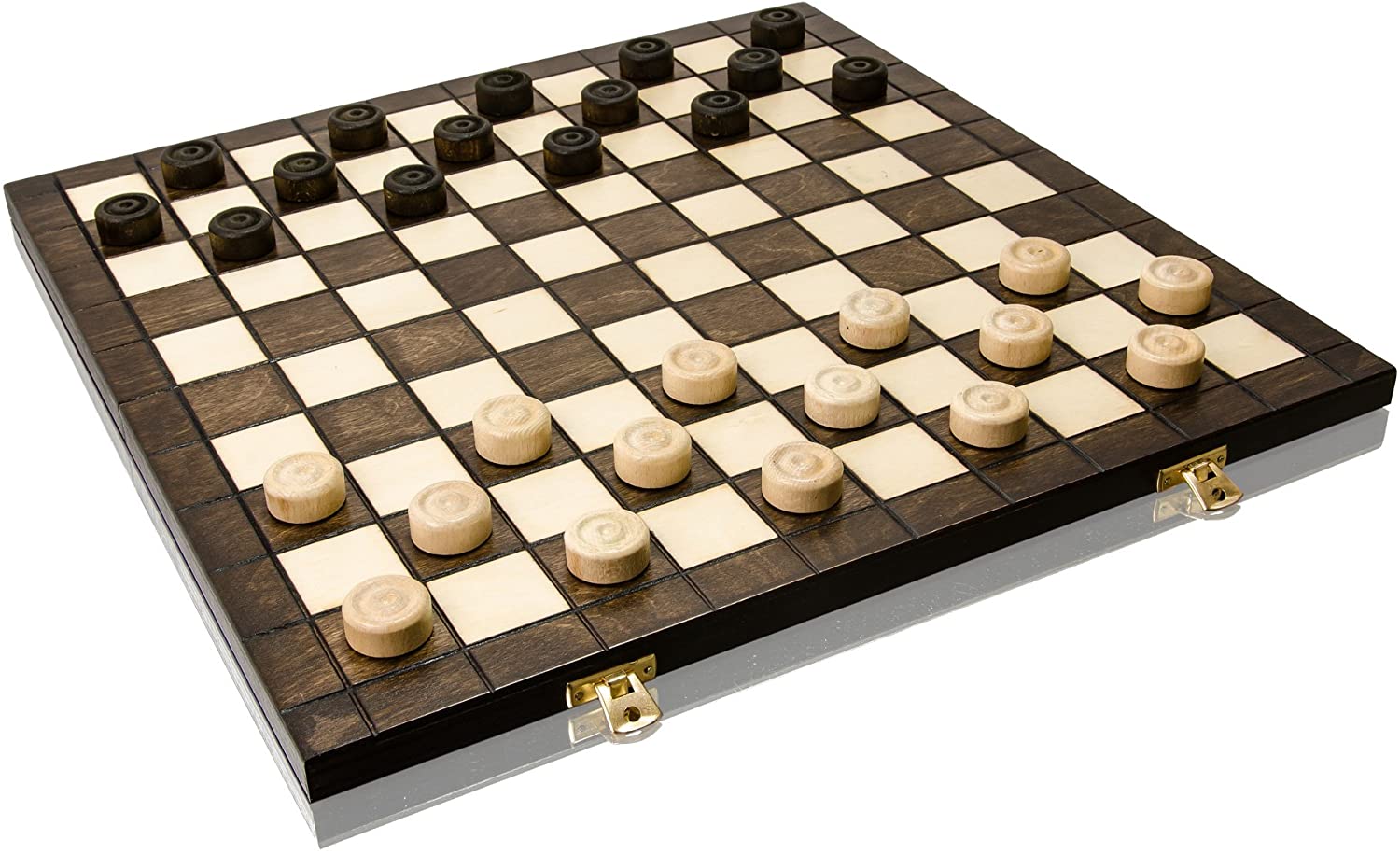 Master of Chess XXL 100 Fields CHECKERS 39cm / 16in Wooden Checkers ...