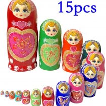 YAKELUS 15pcs Russian Nesting Dolls Matryoshka handmade1595