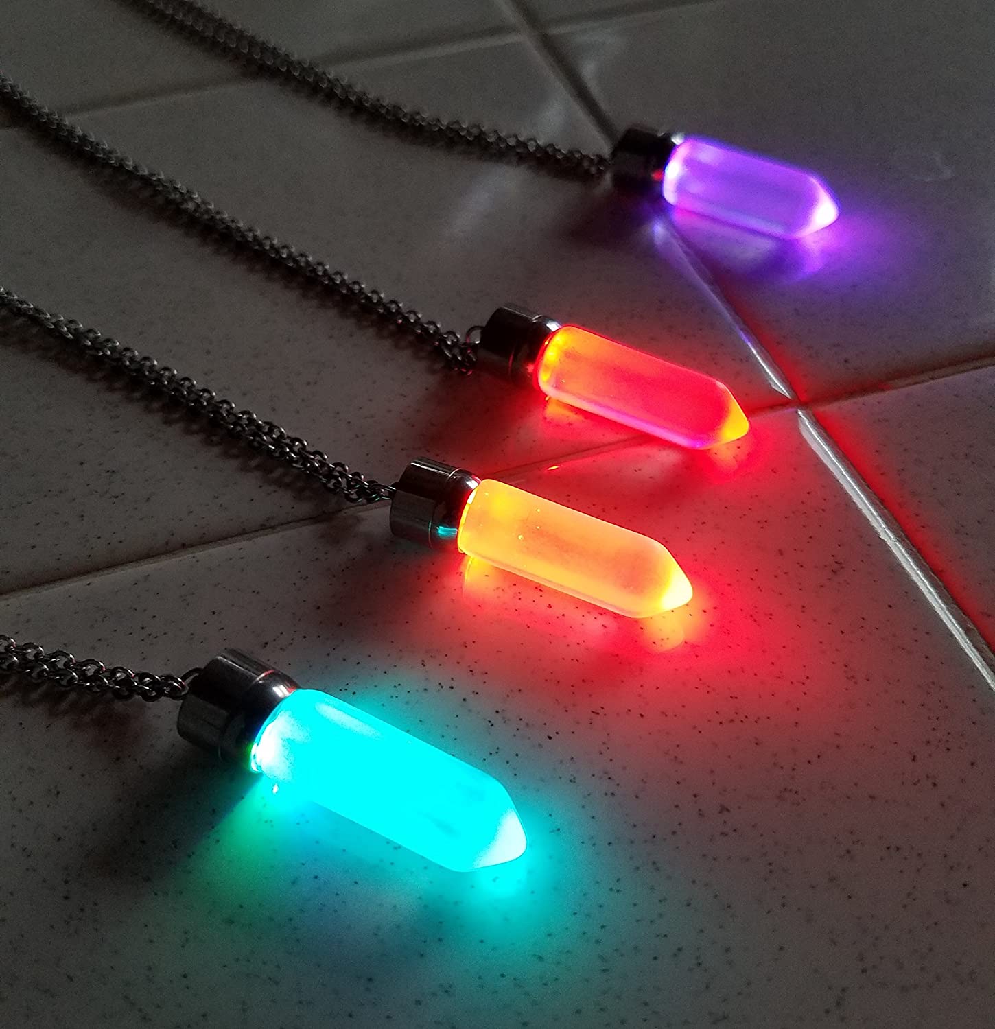 LED Light up Crystal Pendant Necklace Glow crystal jewelry Necklace