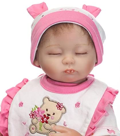 Pinky Soft Silicone Vinyl 17" 43cm Real Life Like Reborn Baby Doll Realistic Newborn Nurturing Dolls Toy Magnet Pacifier Xmas Gift (Pink) - Image 2