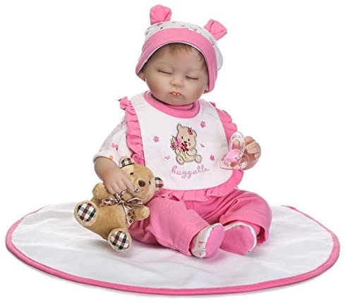 Pinky Soft Silicone Vinyl 17" 43cm Real Life Like Reborn Baby Doll Realistic Newborn Nurturing Dolls Toy Magnet Pacifier Xmas Gift (Pink) - Image 3