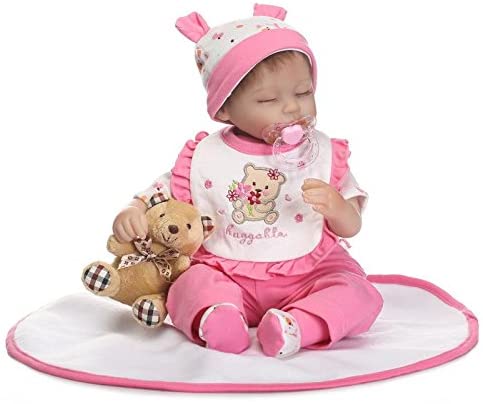 Pinky Soft Silicone Vinyl 17" 43cm Real Life Like Reborn Baby Doll Realistic Newborn Nurturing Dolls Toy Magnet Pacifier Xmas Gift (Pink) - Image 4