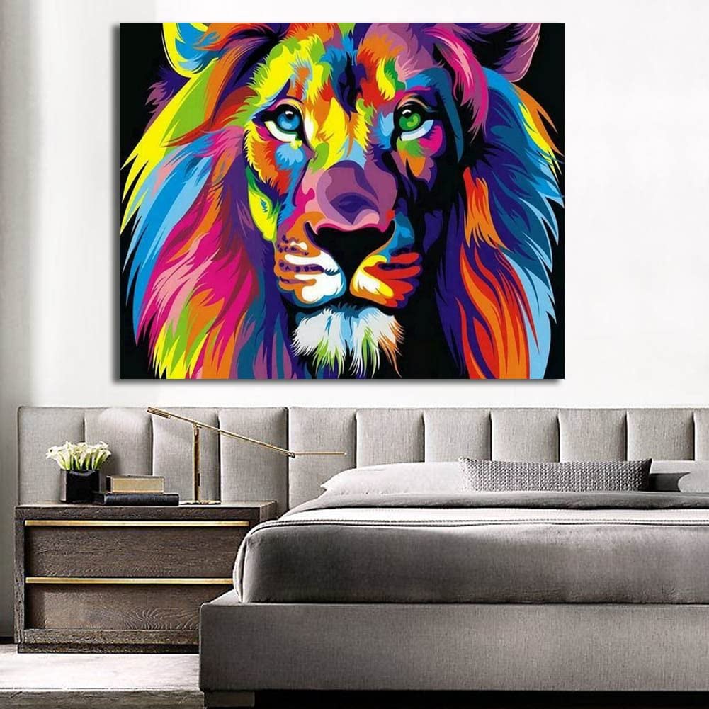 RIHE Paint by Number, Colorful Lion Painting by Numbers for Children