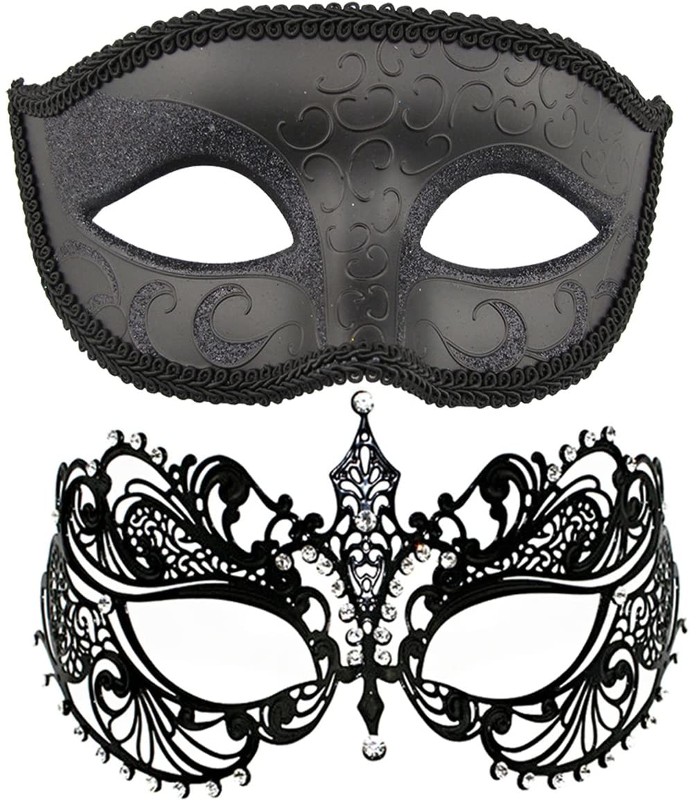 2 Pack Set Unisex Mardi Gras Costume Venetian Laser Cut Masquerade Mask ...