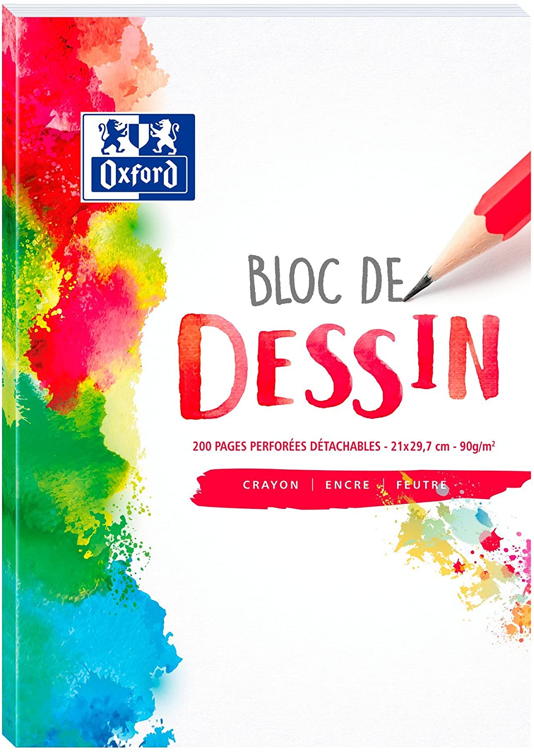 Bloc Dessin OXFORD A3 - 40 Feuilles 160g/m² - Lot De 2 Blocs - Papier Qualité Artiste
