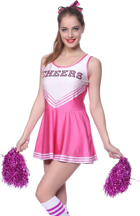 Surepromise Cheerleader Ladies Womens Sports High School Cheer Girl Uniform Fancy Dress Costume