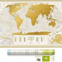 Detailed Scratch Off Travel&trade; World Map with Push Pins - Rewritable Places I've Been Travel Map - Wedding Anniversary Gifts - You Can Scratch Off Over 10 000 Cities and Places - 88 x 60 cm