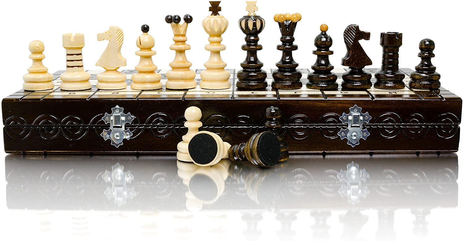 Stunning PEARL XL Large Wooden Chess Set 42cm / 16in. Very Popular Europen Hand Crafted Chess for Kids for Adults (Hornbeam PEARL XL)
