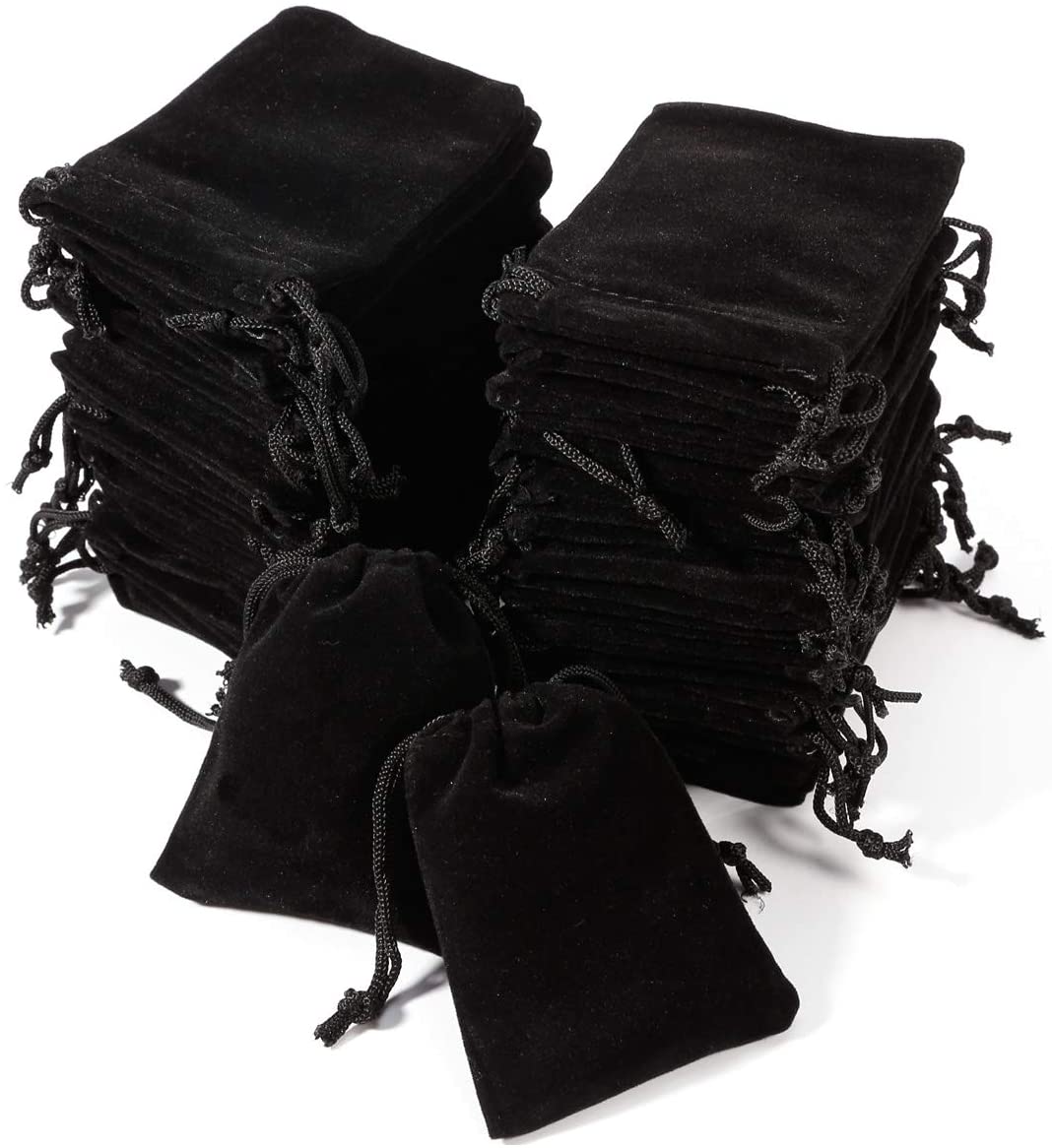 50x Velvet Jewellery Drawstring Gift Bag Favour Xmas Pouches – Black, 3 ...