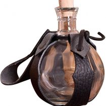 Glass Ball-Canteen with Belt Attachment Made from Leather 0.2&nbsp;Litre Water Canteen Bottle LARP Medieval Viking Stores
