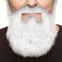 Mustaches Self Adhesive, Novelty, Old Merchant Fake Beard, False Facial Hair, Gray with White Color