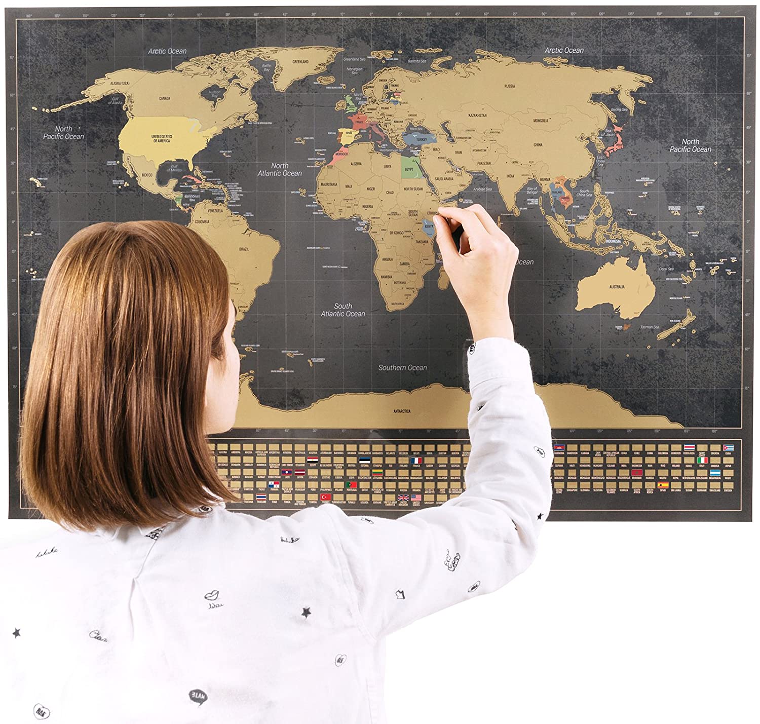 Scratchable World Map with Flags XXL + BONUS A4 Size Map of the UK