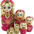 Winterworm Set 7 Pcs Long Braids Girl Pink Matryoshka Dolls Babushka Doll Traditional Russian Nesting Dolls Wooden Stacking Toy Kids Gift