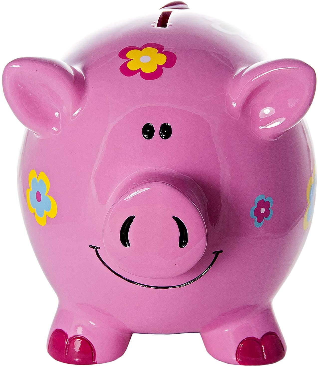 Mousehouse Gifts Large Pink Pig Piggy Bank Money Box with Flowers for