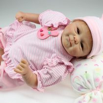 Pinky Soft Vinyl Silicone 17 Inch 43cm Real Looking Lifelike Reborn Baby Doll Realistic Newborn Dolls Girl Toy Magnet Pacifier Xmas Gift