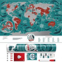 1DEA Small Scratch Off Travel World Map - Premium Edition - 23.6" x 15.8" - Rewritable Places I&rsquo;ve Been Travel Map - US States Outlined - Made From Flexible Plastic to Last Longer (MW)