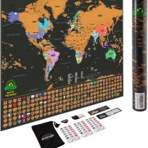 Scratch Off Map of The World &ndash; Deluxe Travel Map with US States and Country Flags, Full Accessories Set, Most Vibrant Colors, Tracks Where You Have Been, Perfect Gift for Travelers, by Earthabitats