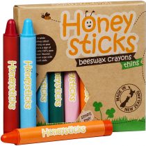 Honeysticks Natural Beeswax Crayons - Classic Crayon Size and Shape for a Developed Pencil Grip - 8 Vibrant Colours - Child Safe, Non Toxic Crayons for Kids, Food Grade Colourings - 8 Pack