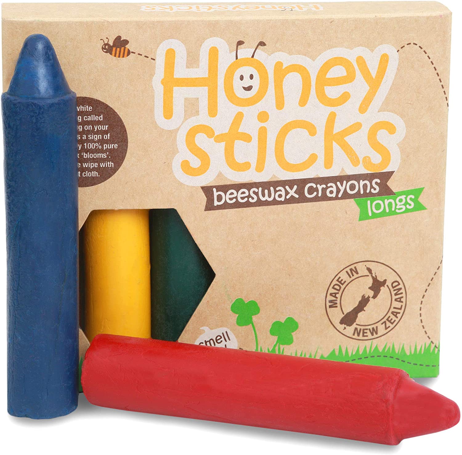  Honeysticks Jumbo Crayons (8 Pack) - Non Toxic Crayons for Kids  - 100% Pure Beeswax and Food Grade Colors - 8 Bright Colors - Large Crayons,  Easy to Hold and Use 
