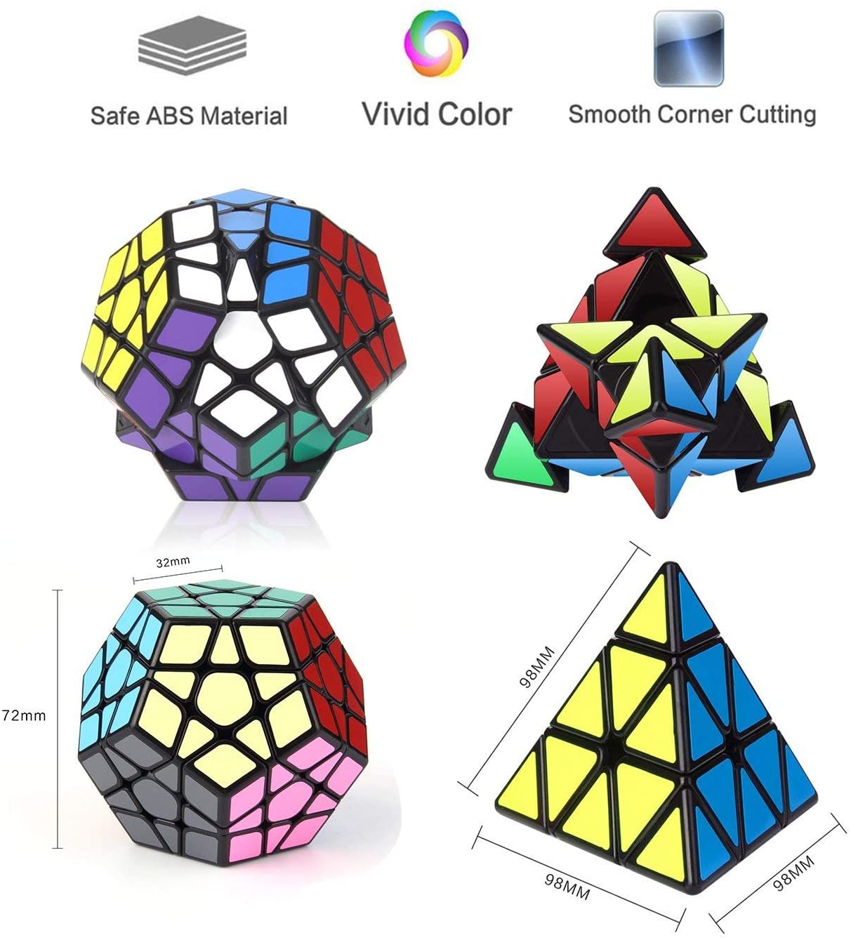 Pyramid 3 x 3 x 3 Gold Mirror Cube Vdealen Black Magic Dodecahedron Megaminx 