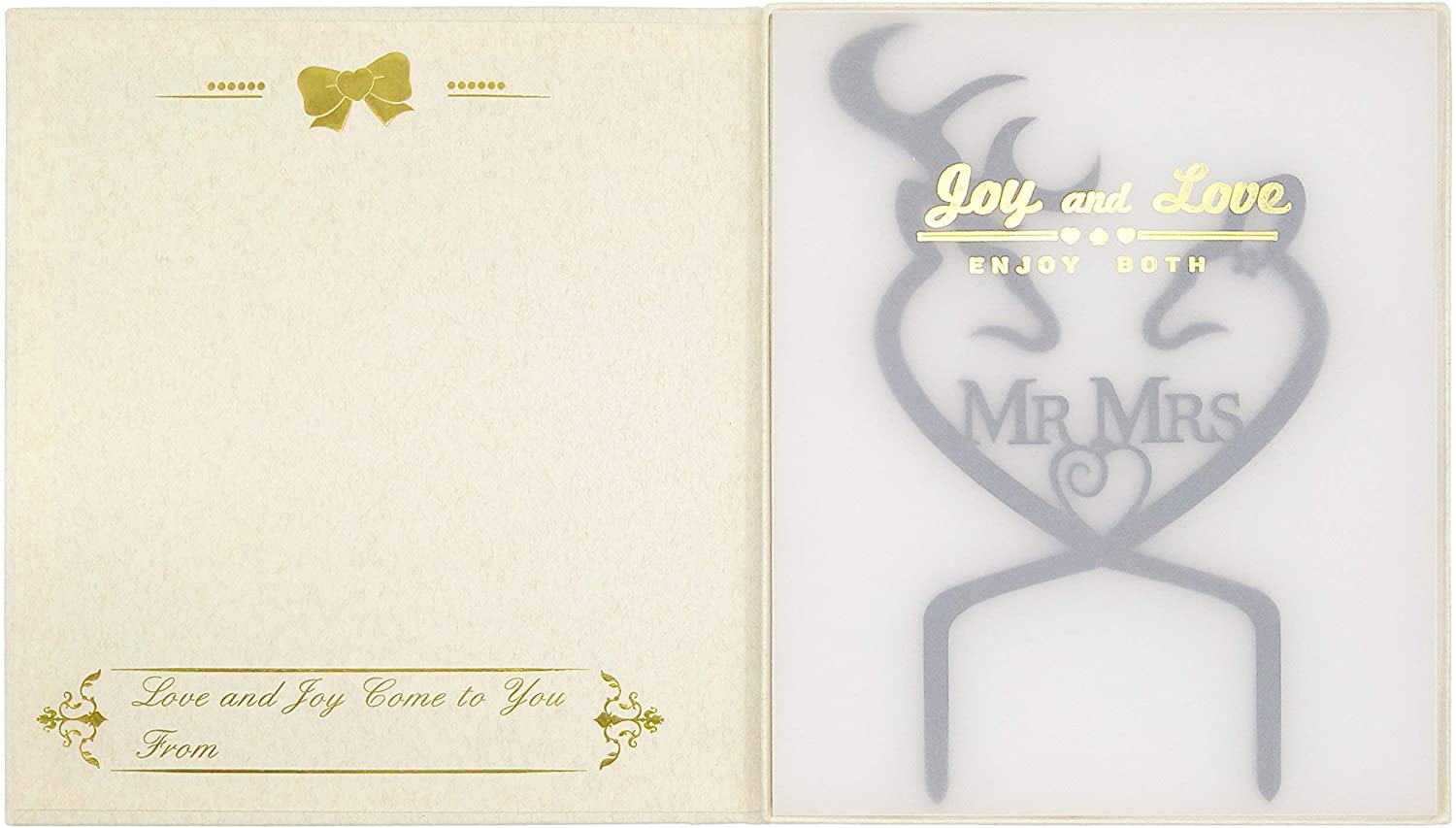 LOVENJOY Gift Boxed Antler Happy Birthday Cake Topper Black, Frosted Acrylic - Image 2