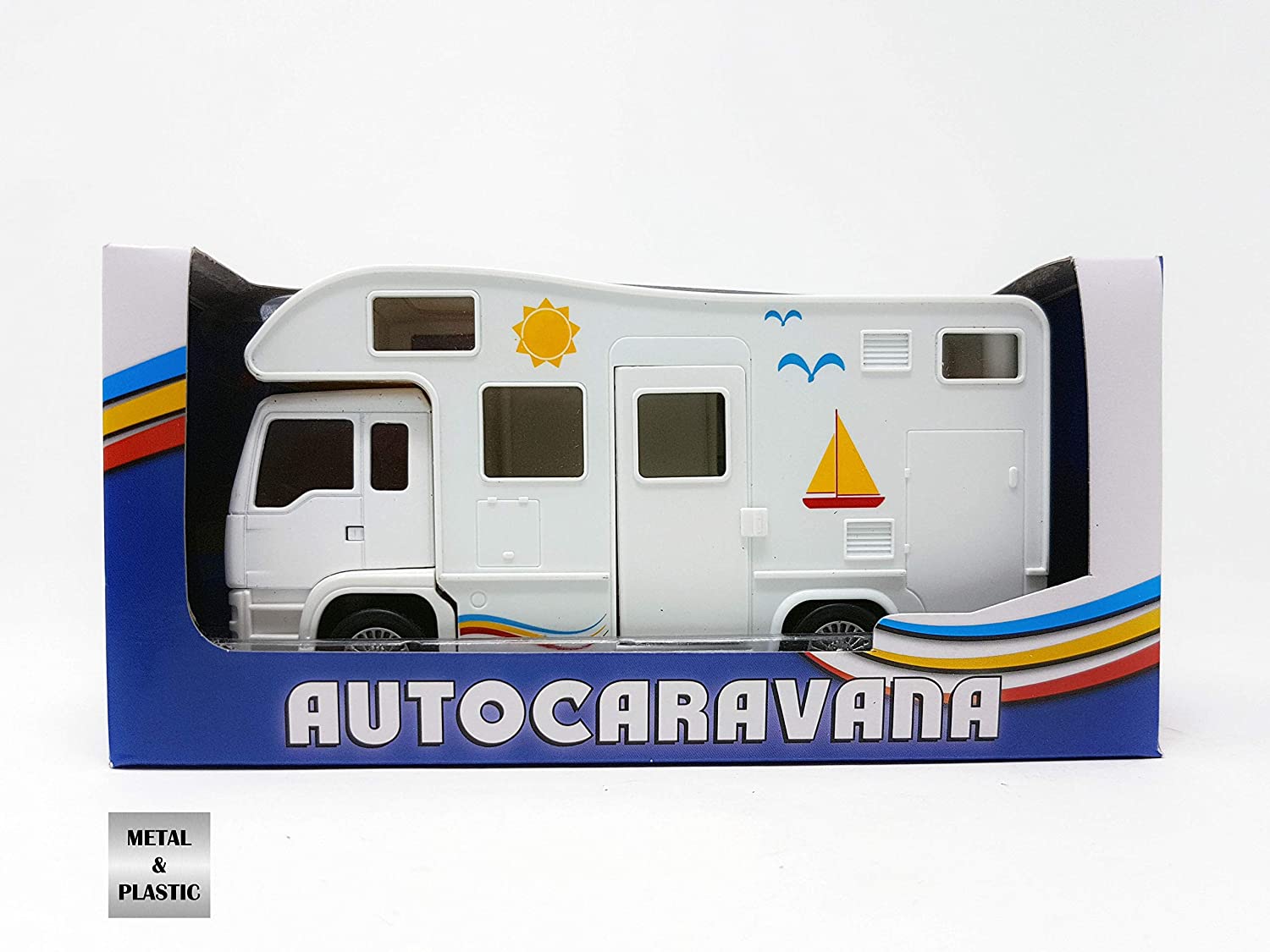 PLAYJOCS GT-3738 Caravana De Juguete – Vehículo Metálico Con Puertas Delanteras Abatibles, Incluye Accesorios, Cumple Normativas De Seguridad UE, Regalo Para Niños