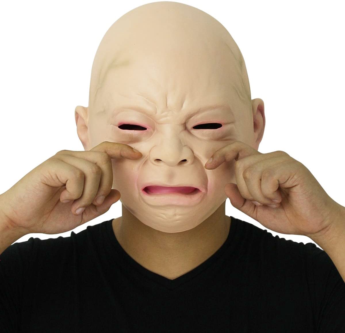 Novelty Latex Rubber Creepy Cry Baby Face Head Mask Halloween Christmas