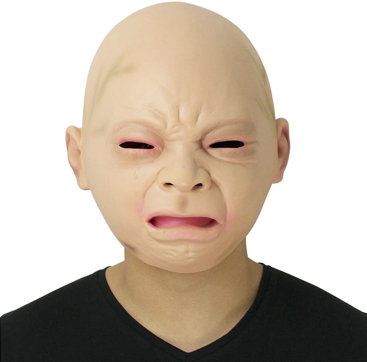 Novelty Latex Rubber Creepy Cry Baby Face Head Mask Halloween Christmas ...