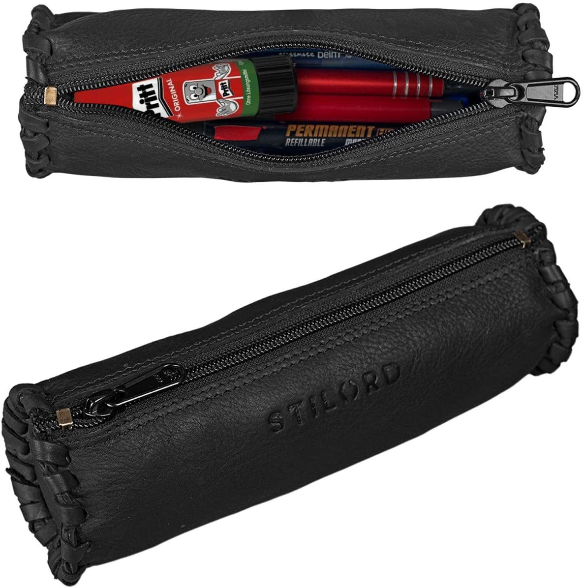 STILORD Vintage Pencil case Round with Zipper/Pen Case/Pouch for School