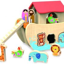 Classic World - Wooden Noah's Ark 19 Piece Shape Sorter with Figurines and Animals for 18 Months +