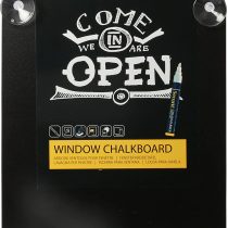 Securit Window Chalk Board with Double-Sided Writing Surface, 27x36cm, Black (PFW-27-36-BL)