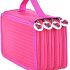 Yosoo Oxford multi-layer pencil folder | For 72&nbsp;pencils | Make-up brush bag | Pencil organiser | Pen bag | Stationary pencil bag with large capacity. rose red