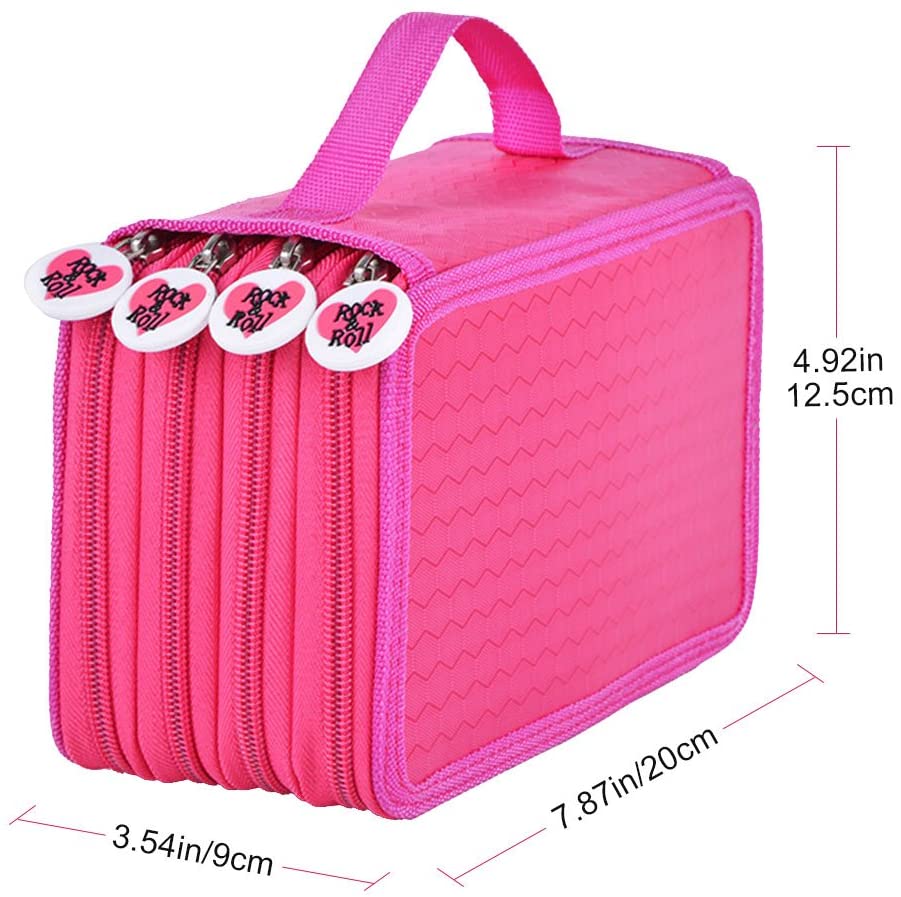 Yosoo Oxford multi-layer pencil folder | For 72 pencils | Make-up brush bag | Pencil organiser | Pen bag | Stationary pencil bag with large capacity. rose red - Image 2