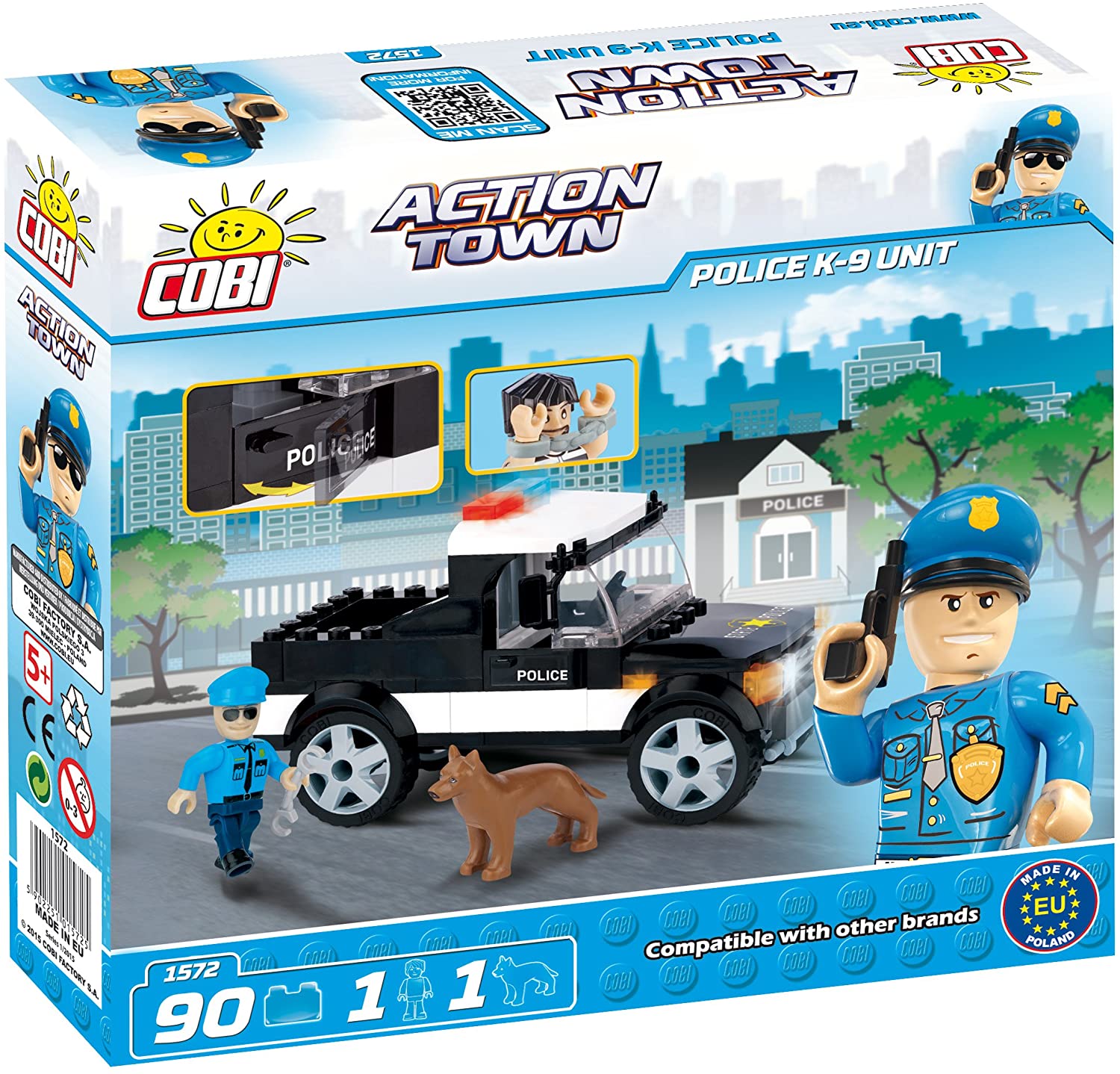 Cobi COB01572 Action Town – Police K-9 Unit (90 Pcs) Toy, Various – TopToy