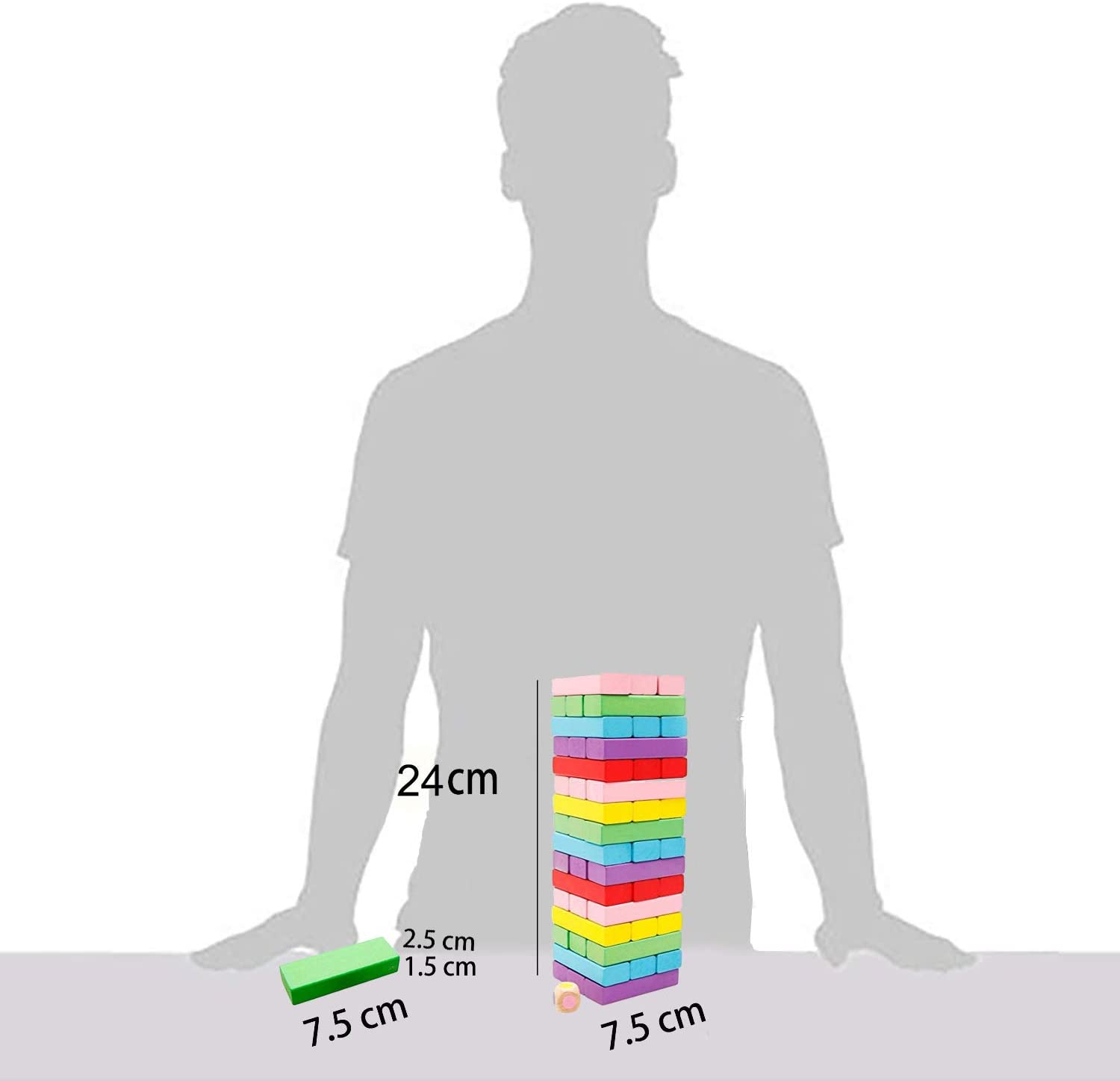 Lewo Wooden Stacking Toys Board Games Building Blocks for Kids 48