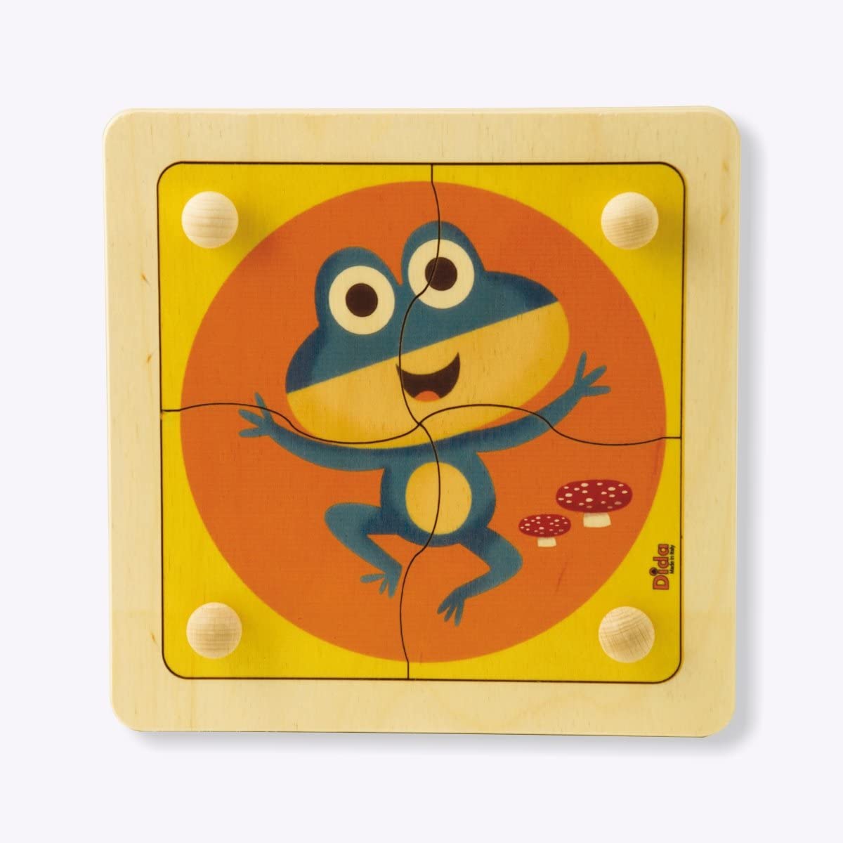Dida Puzzle Frog. Puzzle in wood for children 4 tesserae with