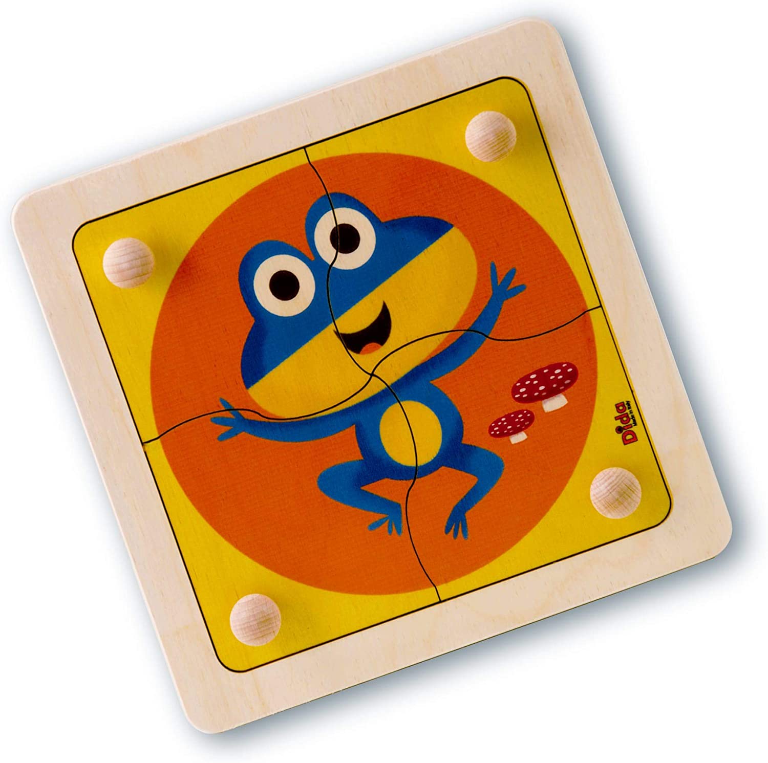Dida Puzzle Frog. Puzzle in wood for children 4 tesserae with