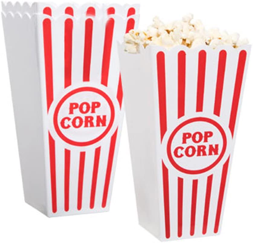 NOVELTY PLACE] Plastic Red & White Striped Classic Popcorn Containers