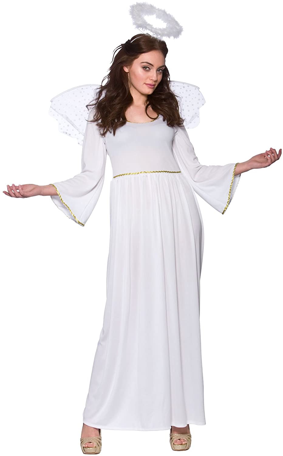 White Angel Ladies Fancy Dress Christmas Party Costume Dress Halo ...