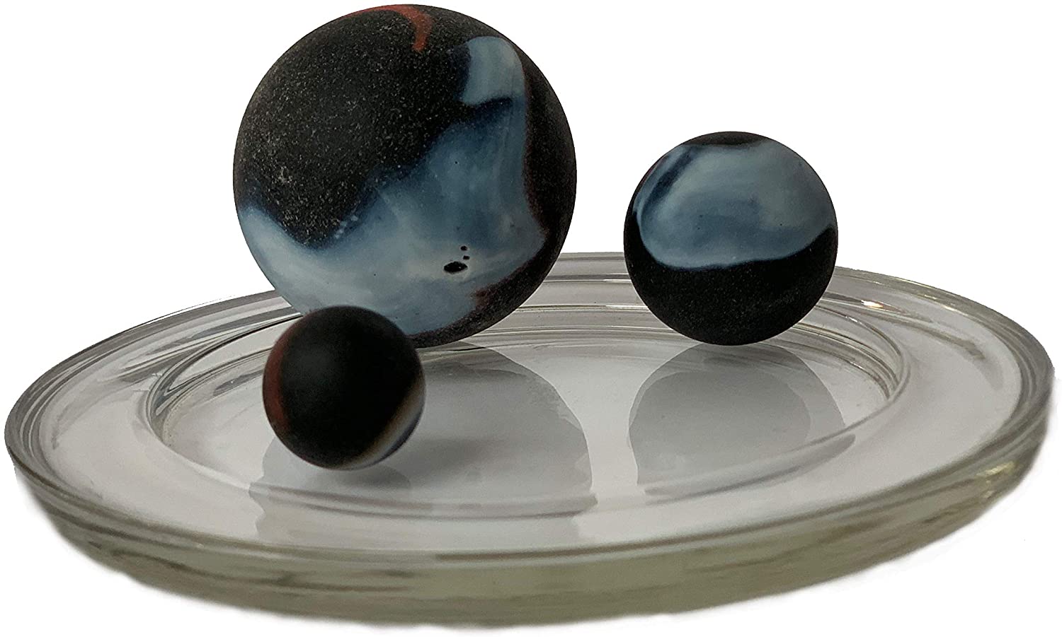 Bocal De Billes En Verre Variées – Couleur Bleue, Contenance 250 Ml – Billes De 12-25 Mm, Calots, Formes – Pour Collection, Décoration, Jeux D’enfants