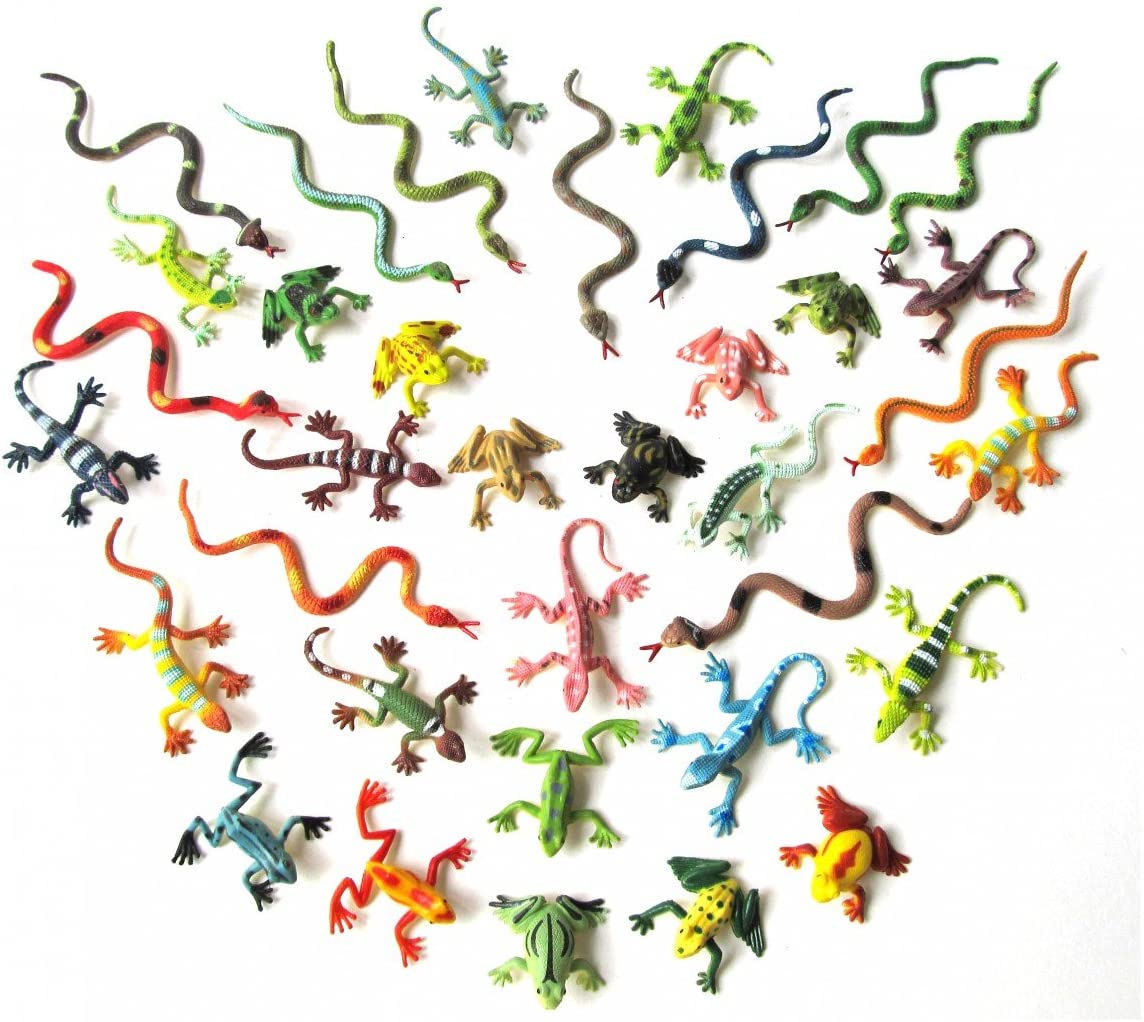 Miniblings 36X Snakes Frogs Lizards Salamander Animal Figurines Toy