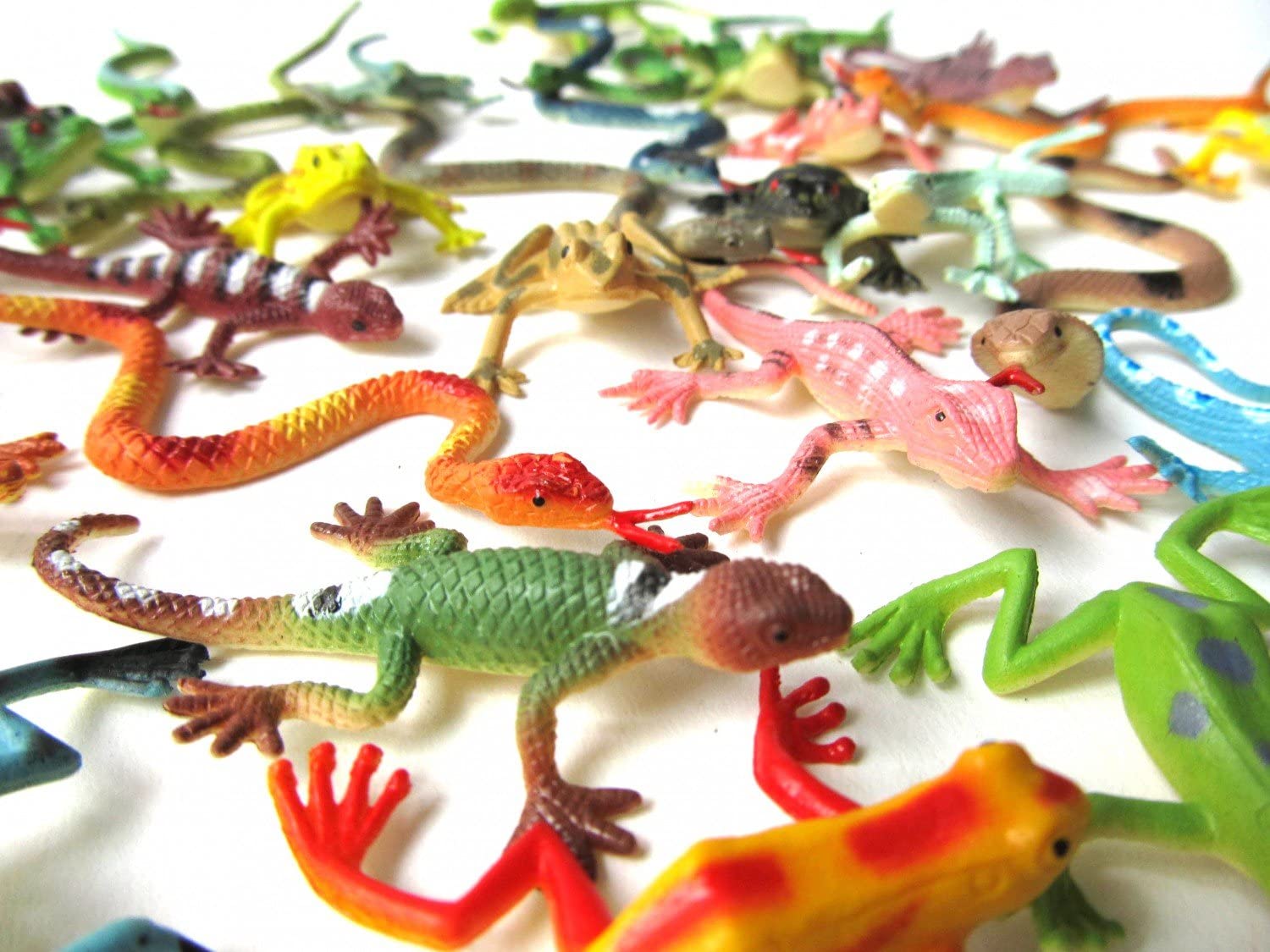 Miniblings 36X Snakes Frogs Lizards Salamander Animal Figurines Toy