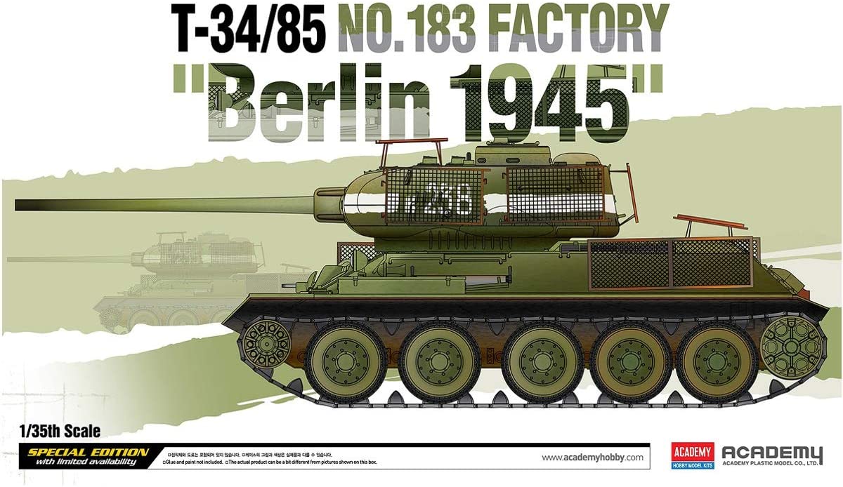 Academy T-34/85 No. 183 Factory "Berlin 1945" Model Kit - Image 3