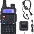 eSynic UV-5R Walkie Talkie Dual Band VHF/UHF with LED Display 128 Memory Channel with flashing Alarm and Radio Function Supports VOX for Construction Site Hotel Outdoor Adventure with USB Charge Base