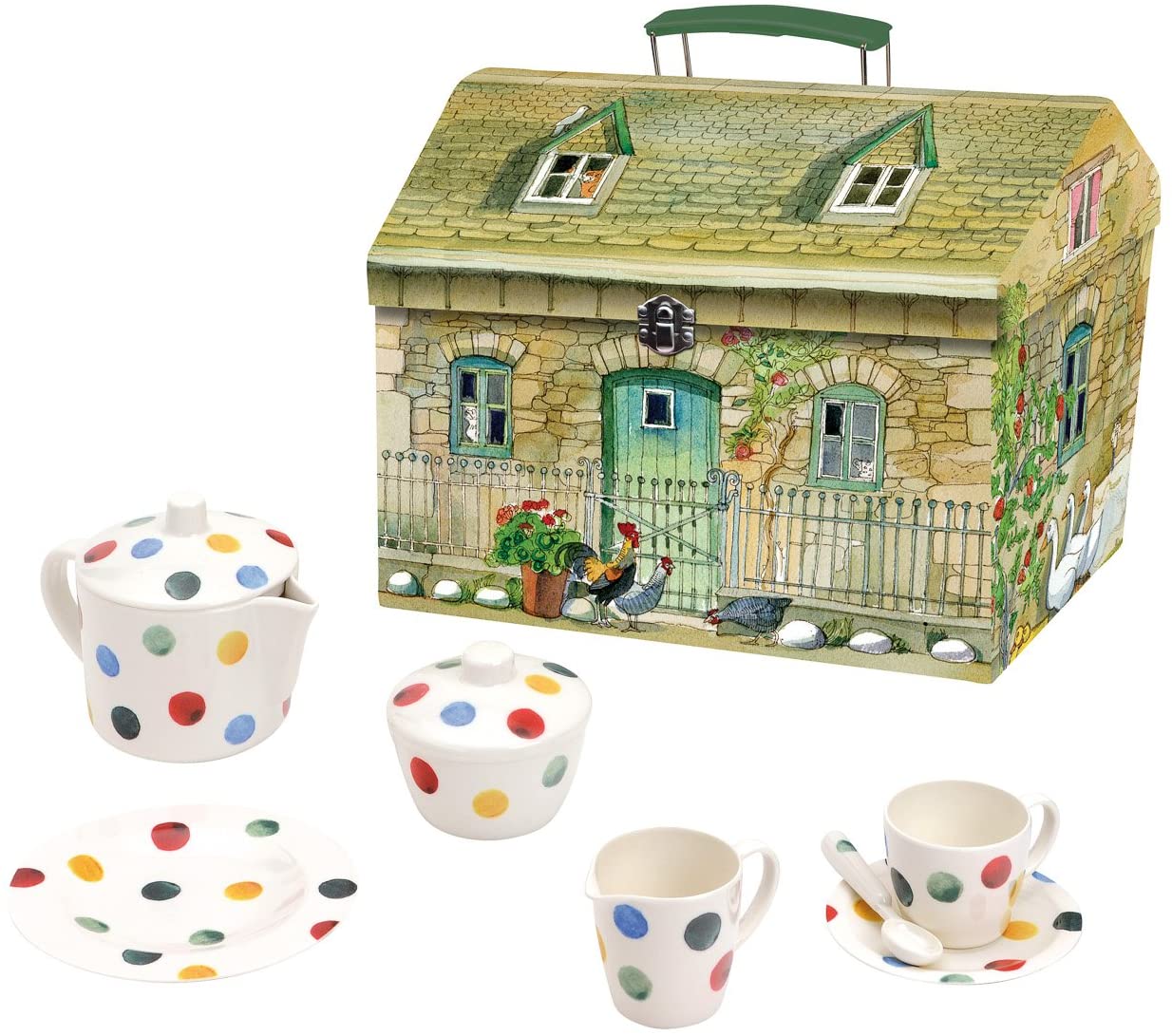 Emma Bridgewater Polka Dot 19 Piece Melamine Tea Set in House Carry Box