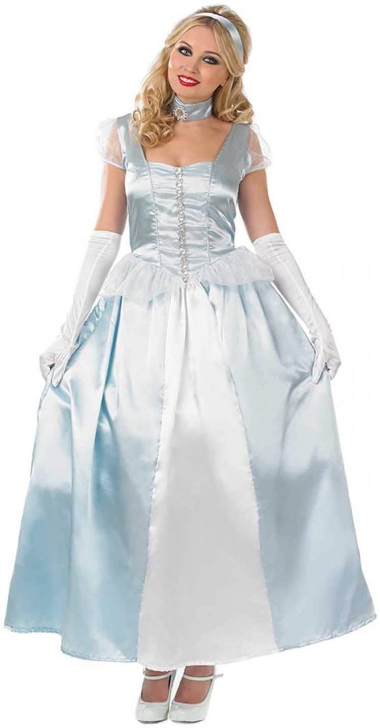 Womens Princess Costume Adults Royal Blue Fairytale Queen Gown Dress