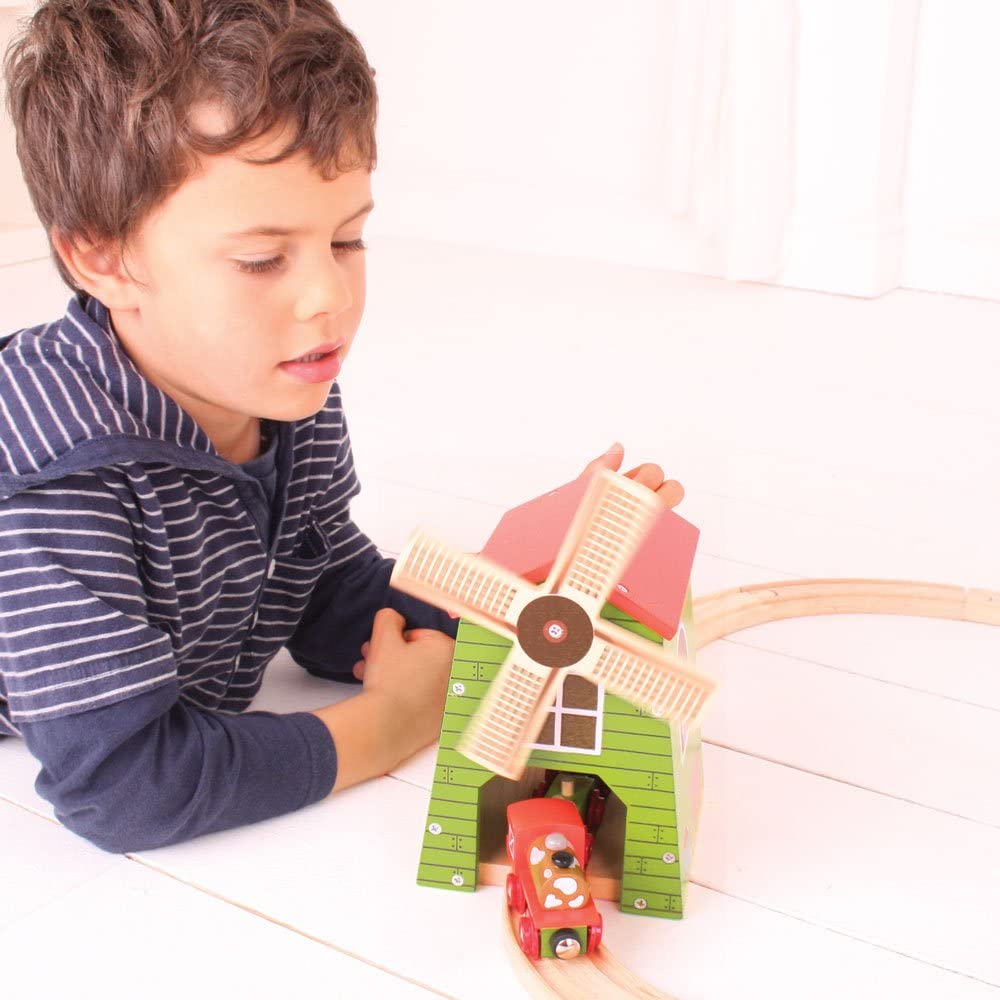 Bigjigs Rail Country Windmill - Other Major Wooden Rail Brands are Compatible - Image 2