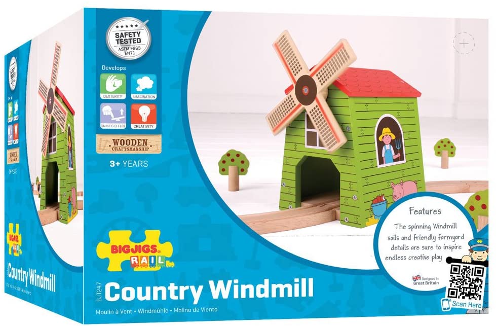 Bigjigs Rail Country Windmill - Other Major Wooden Rail Brands are Compatible - Image 3